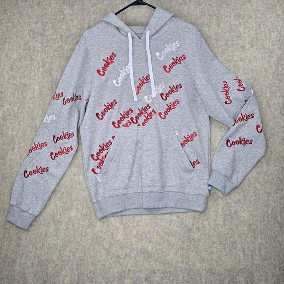 Cookies Grey Hoodie Red & White Logo Embroidery Size M - Picture 1 of 7